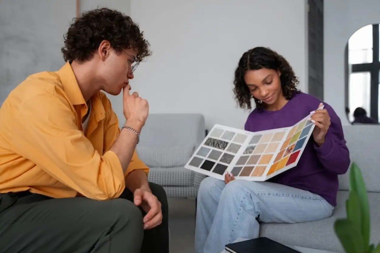 Interior designer during a consultation with client