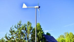 Wind turbine and solar panel generating clean energy