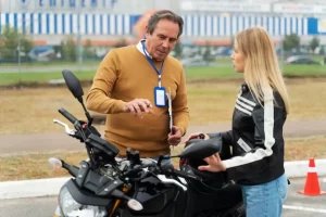 Person taking driver's license exam