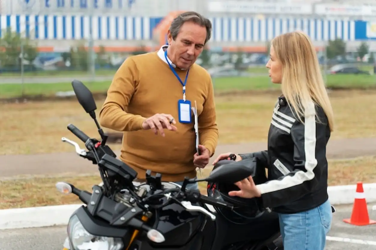 Person taking driver's license exam