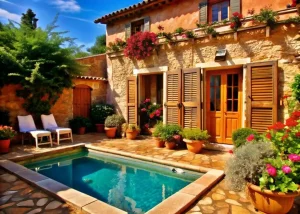 maison provençale tuiles rouges piscine jardin oliviers