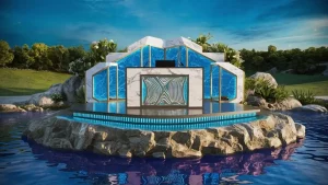 maison atypique moulin île piscine