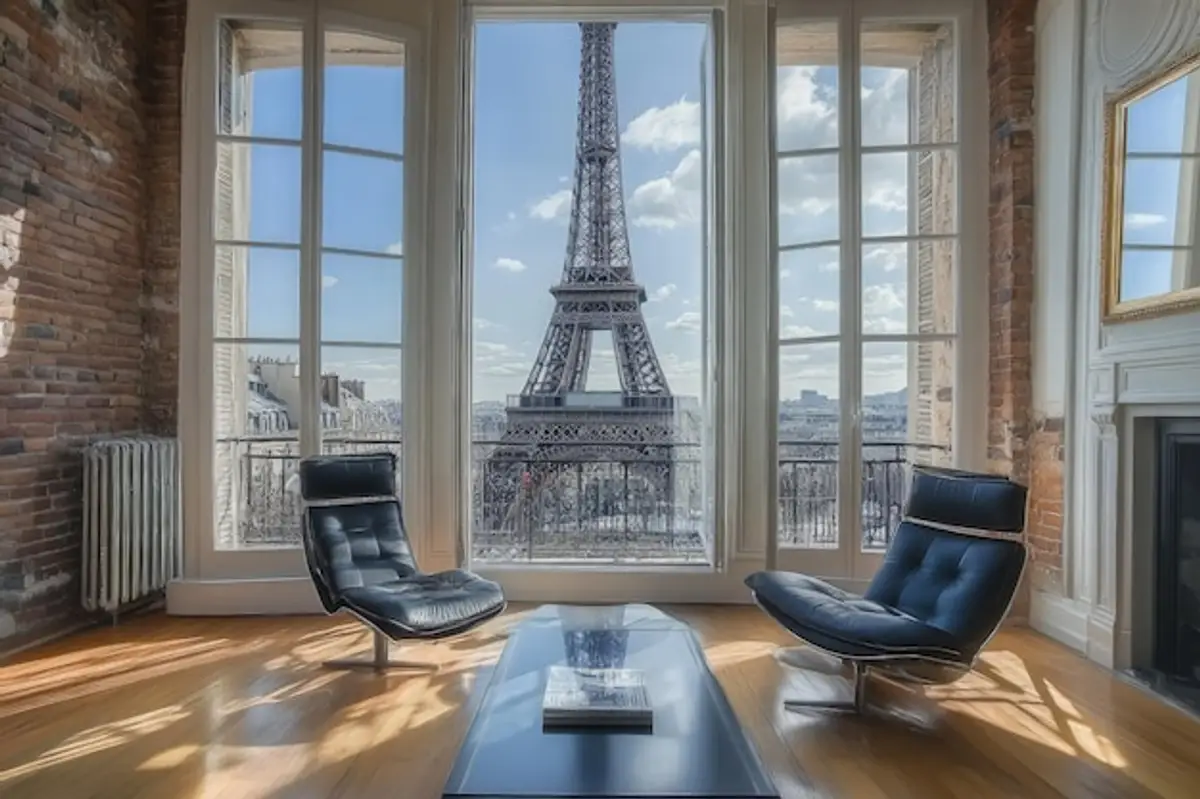 studio paris immeuble haussmannien vue tour eiffel
