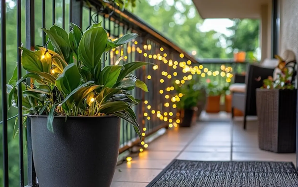 terrasse moderne bois plantes éclairage